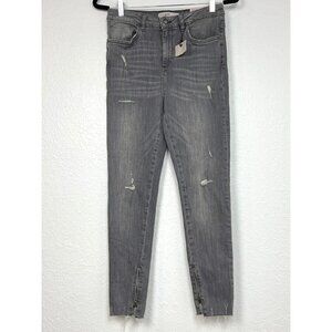 ZARA BASIC Womens SIZE 6 Gray Z1975 Denim High Rise Skinny Ankle Zip JEAN NWT